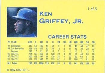 1992 Star The Kid (Ken Griffey, Jr.) #1 Ken Griffey, Jr. Back