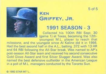 1992 Star The Kid (Ken Griffey, Jr.) #5 Ken Griffey, Jr. Back