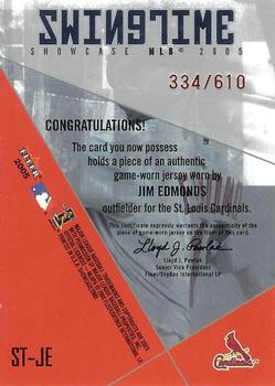 2005 Fleer Showcase - Swing Time Jersey Red #ST-JE Jim Edmonds Back