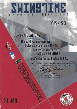 2005 Fleer Showcase - Swing Time Patch #ST-MR Manny Ramirez Back