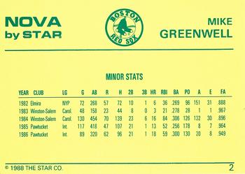 1988-89 Star Nova #2 Mike Greenwell Back