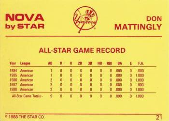 1988-89 Star Nova #21 Don Mattingly Back
