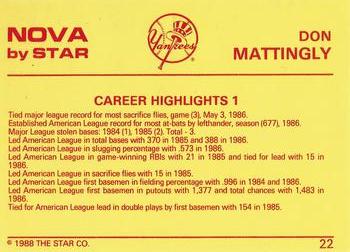 1988-89 Star Nova #22 Don Mattingly Back
