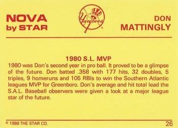 1988-89 Star Nova #26 Don Mattingly Back