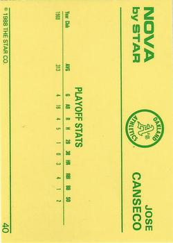 1988-89 Star Nova #40 Jose Canseco Back