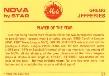 1988-89 Star Nova #51a Gregg Jefferies Back