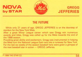 1988-89 Star Nova #54a Gregg Jefferies Back