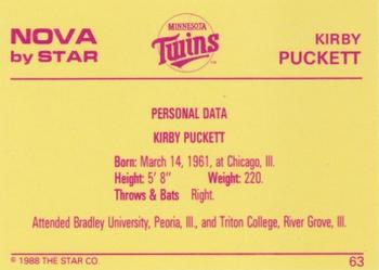 1988-89 Star Nova #63 Kirby Puckett Back