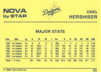 1988-89 Star Nova #65 Orel Hershiser Back