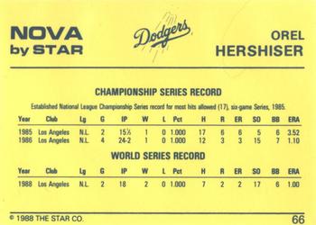 1988-89 Star Nova #66 Orel Hershiser Back