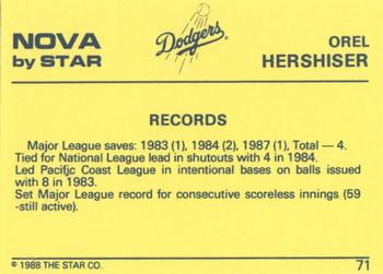 1988-89 Star Nova #71 Orel Hershiser Back