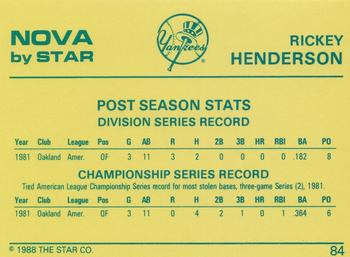 1988-89 Star Nova #84 Rickey Henderson Back