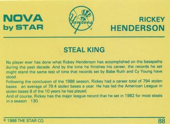 1988-89 Star Nova #88 Rickey Henderson Back