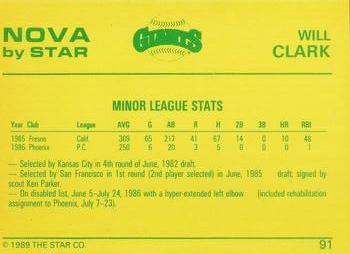 1988-89 Star Nova #91 Will Clark Back
