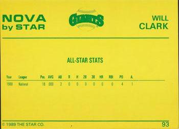 1988-89 Star Nova #93 Will Clark Back