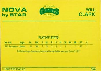 1988-89 Star Nova #94 Will Clark Back