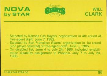 1988-89 Star Nova #96 Will Clark Back