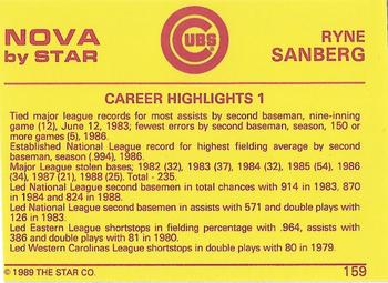 1988-89 Star Nova #159 Ryne Sandberg Back
