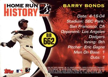 2006 Topps - Barry Bonds Home Run History #BB 662 Barry Bonds Back