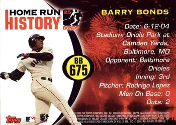2006 Topps - Barry Bonds Home Run History #BB 675 Barry Bonds Back