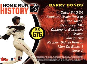 2006 Topps - Barry Bonds Home Run History #BB 676 Barry Bonds Back