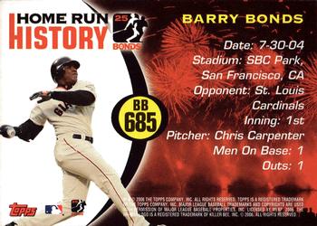 2006 Topps - Barry Bonds Home Run History #BB 685 Barry Bonds Back