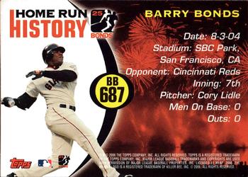 2006 Topps - Barry Bonds Home Run History #BB 687 Barry Bonds Back