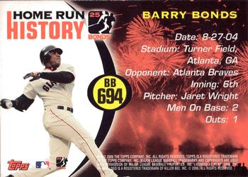 2006 Topps - Barry Bonds Home Run History #BB 694 Barry Bonds Back