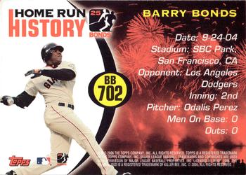 2006 Topps - Barry Bonds Home Run History #BB 702 Barry Bonds Back