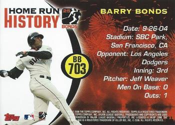 2006 Topps - Barry Bonds Home Run History #BB 703 Barry Bonds Back