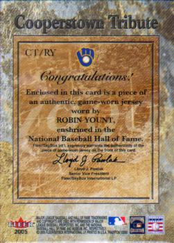 2005 Fleer Tradition - Cooperstown Tribute Jersey #CT/RY Robin Yount Back