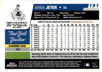 2006 Topps Chrome #191 Derek Jeter Back