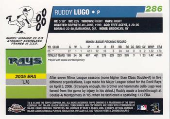 2006 Topps Chrome #286 Ruddy Lugo Back