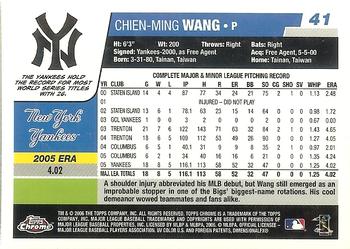 2006 Topps Chrome #41 Chien-Ming Wang Back