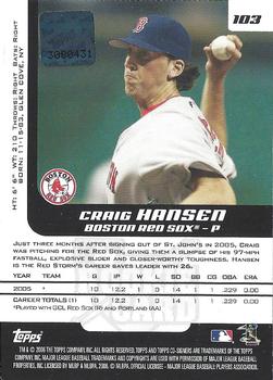 2006 Topps Co-Signers #103 Craig Hansen Back