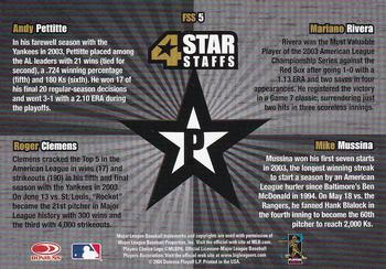 2005 Leaf - 4 Star Staffs #FSS5 Roger Clemens / Andy Pettitte / Mike Mussina / Mariano Rivera Back