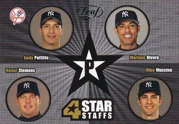 2005 Leaf - 4 Star Staffs #FSS5 Roger Clemens / Andy Pettitte / Mike Mussina / Mariano Rivera Front