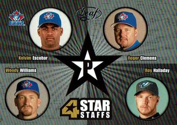2005 Leaf - 4 Star Staffs #FSS10 Woody Williams / Roger Clemens / Roy Halladay / Kelvim Escobar Front