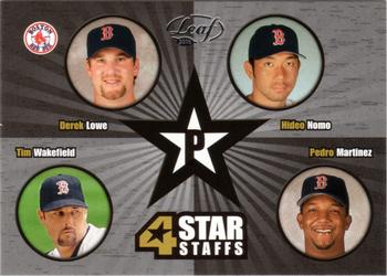 2005 Leaf - 4 Star Staffs #FSS15 Hideo Nomo / Pedro Martinez / Derek Lowe / Tim Wakefield Front