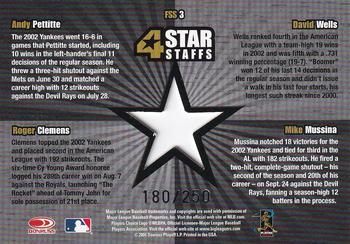 2005 Leaf - 4 Star Staffs Die Cut #FSS3 Roger Clemens / Mike Mussina / David Wells / Andy Pettitte Back