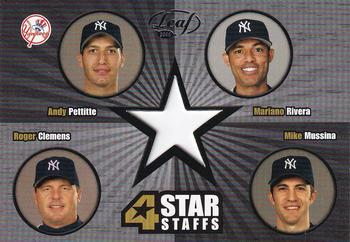 2005 Leaf - 4 Star Staffs Die Cut #FSS5 Roger Clemens / Andy Pettitte / Mike Mussina / Mariano Rivera Front