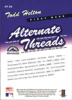 2005 Leaf - Alternate Threads #AT22 Todd Helton Back
