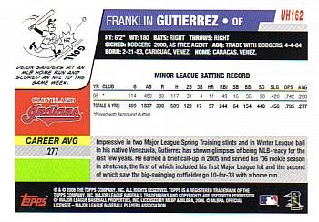 2006 Topps Updates & Highlights #UH162 Franklin Gutierrez Back