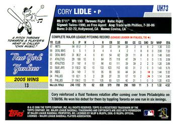 2006 Topps Updates & Highlights #UH73 Cory Lidle Back
