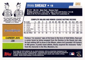 2006 Topps Updates & Highlights #UH98 Ryan Shealy Back