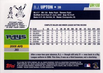 2006 Topps Updates & Highlights #UH108 B.J. Upton Back