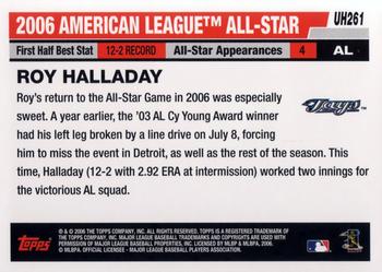 2006 Topps Updates & Highlights #UH261 Roy Halladay Back
