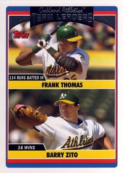 2006 Topps Updates & Highlights #UH317 Athletics Team Leaders (Frank Thomas / Barry Zito) Front