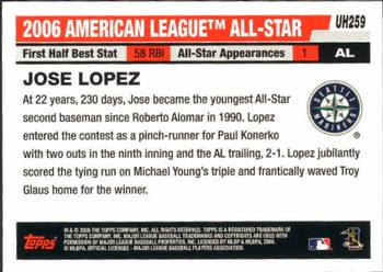 2006 Topps Updates & Highlights #UH259 Jose Lopez Back