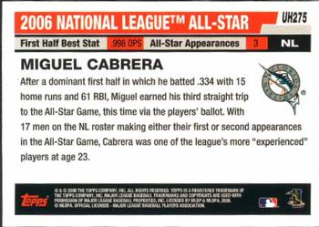 2006 Topps Updates & Highlights #UH275 Miguel Cabrera Back